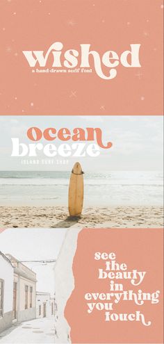 three different types of posters with the words washed and ocean breeze