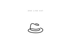 a black and white drawing of a hat with the word one line hat on it