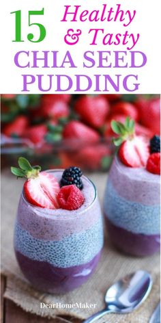 chia seed pudding with berries and strawberries on top