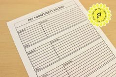 a printable pet food list on a wooden table