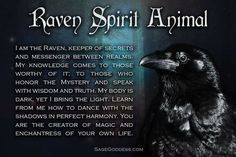 the raven spirit animal poem is written in black and white