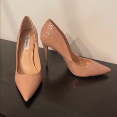 Steve Madden Nude Pink Patent Heels. Never Worn Outside. “Pandemic/Work From Home Heels.” See My Closet For Matching Bag! Size 8.5 But Fits Like An 8. See Photos For Measurements. Nude Color Shoes, Steve Madden Pumps, Shoes Steve Madden, Steve Madden Heels, Patent Heels, Cute Prom Dresses, Nude Pumps, Pointed Toe Heels, Pink Heels