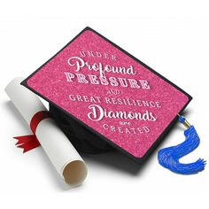 Under Profound Pressure and Great Resilience, Diamonds are Created About A Tassel Topper is the ultimate form of self expression and is the professional way to decorate your graduation cap. We print your design on a durable sheet of plastic that fits directly on top of your graduation cap with the help of our adhesives. The Tassel Topper won't damage your grad cap in any way and is a sure way to stand out in the crowd at your graduation ceremony. They leave room for the turning of the tassel par Personalized Graduation Cap Topper As Graduation Gift, Customizable Graduation Cap Topper As Gift, Personalized Adjustable Graduation Cap Topper Gift, Graduation Cap Tassel, Grad Cap Topper, Grad Cap Decorated, Nursing Graduation Pictures, College Graduation Cap Decoration, Grad Cap Designs