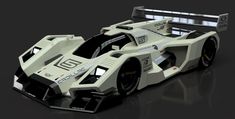 a white race car on a black background