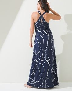 Take your summer style to the max in this flowing halter dress. Made of a super soft jersey knit fabric, the soft style is shaped by the fitted waist and a built-in bra with removable cups, so you can customize the support and shaping. Go casual with flat sandals or dress it up with heels. A cardigan or a jacket makes it office-friendly, too. This is a maxi dress that will take you everywhere with beautiful ease. Details V-neck. Sleeveless. Built-in bra with removable cups. Approximately 56" fro Soft Dresses, Maxi Halter Dress, Vacation Clothes, Soma Intimates, Bra Dress, The Vanishing, Halter Maxi, Swim Skirt, One Piece Suit