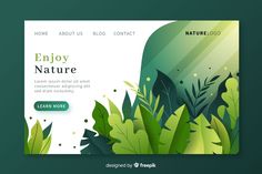 the landing page for an eco - friendly website with green leaves and plants on it