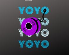 the words ooyy yoyo are written in blue and purple on a black background