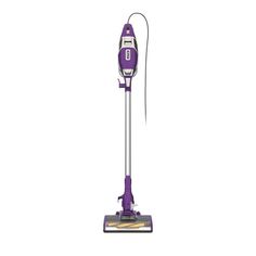 a purple and silver vacuum cleaner on a white background