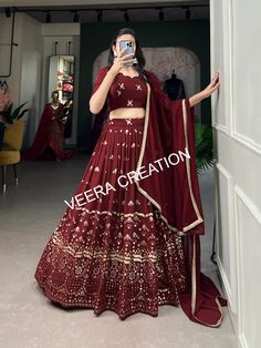 Graceful Maroon Color Embroidery Work Lehenga Choli, trendy Indian wedding outfits, party wear lehenga, Bollywood lehenga for women's gift by VeeraCreation19 on Etsy Lehenga Bollywood, Maroon Lehenga, Work Lehenga, Bollywood Lehenga, Color Embroidery, Ghagra Choli, Designer Lehenga, Party Wear Lehenga