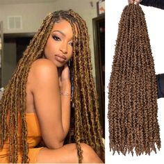 PRICES MAY VARY. Hair Material: This butterfly locs crochet hair is made of 100% kanekalon low temperature synthetic fiber.
 Hair Information:
 Length: 30 inch; 
 Weight: 4.2oz/120g/pack; 
 Strands: 10 strands/pack, 6 packs=60 strands; 
 Color: 1B#(natural black),27#,30#,BUG#,613#,350#
 NATURAL Butterfly LOCS: 30 inch soft locs hair match your own hair for a natural look, Hand-knitted butterfly!!!  We specialize in weaving hair, which is not easy to fall off, so it is durable and can be installe Crochet Goddess Braids, Butterfly Faux Locs, Distressed Butterfly Locs, Crochet Goddess, Butterfly Locs Crochet Hair, Butterfly Locs Crochet, Faux Locs Crochet, Crochet Dreadlocks, Butterfly Locs