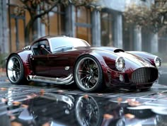 a red sports car parked in front of a building