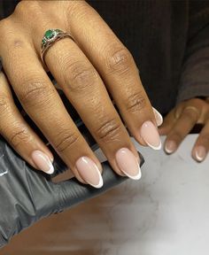 Elevate Your Look: Exceptional French Tip Nails Design Ideas for Dark Skin Tone Dark Skin Tone Nail Ideas, Nails For Morena, Small Oval Nails, Almond Nails Black Women, Modest Nails, French Tip Nails Design, Natural Nail Color, Classy Almond Nails, Nail Appointment