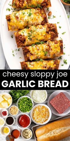 cheesey sloppy joe garlic bread is an easy appetizer that's ready in less than 30 minutes