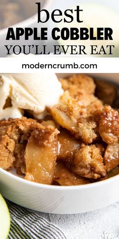 apple cobbler and vanilla ice cream. Homemade Apple Cobbler, Apple Cobbler Easy, Cobbler Recipes Easy, Apple Cobbler Recipe, Cobbler Easy, Cobbler Topping, Apple Recipes Easy, Apple Cobbler, Fruit Cobbler