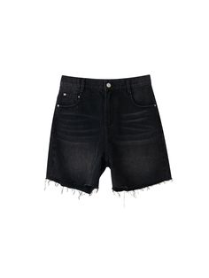 Details: Black Denim Raw Edge Shorts Size & Fit: Model is 5'7", Bust 32, Waist 24, Hips 35, wearing a size S Item #: IM2DP01 Black Cutoff Bottoms For Streetwear, Black Shorts With Five Pockets, Black Denim Bottoms With Five Pockets, Relaxed Fit Black Shorts With Frayed Hem, Black Streetwear Bottoms With Frayed Hem, Black Relaxed Fit Shorts With Frayed Hem, Black Bottoms With Frayed Hem For Streetwear, Washed Black Denim Bottoms With Built-in Shorts, Black Denim Bottoms With Built-in Shorts