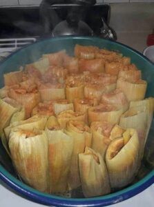 some food is being cooked in a large bowl