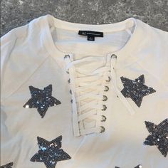 White Shirt With Stars, New Without Tags White Star Print T-shirt For Spring, White Star Print Top For Summer, Casual White Star Print Top, Casual White Tops With Star Print, Casual White Top With Star Print, Trendy White Tops With Star Print, Inc International Concepts, Shirt Color, White Shirt