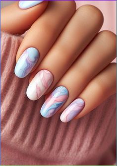 Blue Pink Marble Nails, Marble Effect Nail Art, Marble Gel Nails Short, Blue Pink Nail Art, Marbled Nail Art, Blue Marble Nail Designs, Pink Marble Nail Designs, Marble Effect Nails, Marble Gel Nails