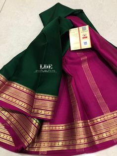 Mysore Silk Lehenga, Mysore Silk Saree Blouse Designs Latest, Ksic Mysore Silk Saree Blouse Designs, Mysore Silk Saree Styling, Green Mysore Silk Saree, Styling Saree