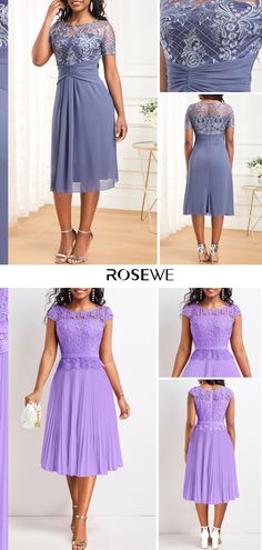 Looking for the perfect dress for wedding guest, Check out the latest styles from Rosewe with affordable prices.! Purple Lace Evening Dress For Party, Elegant Purple Lace Party Dress, Chic Purple Chiffon Midi Dress, Elegant Purple Dress With Lace Patchwork, Perfect Dress For Wedding Guest, Cocktail Clothes, Latest Dress Patterns, Purple Lace Midi Dress, Princess Ariel Dress