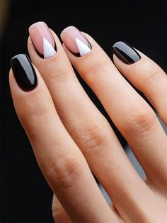 Amazon.com: black and white nail polish Unghie Sfumate, Long Nail Designs, Her Nails, French Nail Designs, Nail Tattoo, Short Nail Designs, Healthy Nails, Accent Nails, Short Acrylic Nails