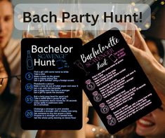 some people are holding up wine glasses with the names bachelor and bachelor written on them