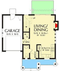 the floor plan for this house shows the living and dining areas