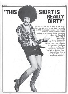 an advertisement for the women's clothing line, featuring a woman in short shorts and boots