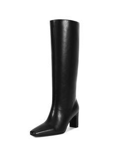 Negro  Collar     Embellished High Heel Knee-high Boots For Office In Winter, High Heel Knee-high Boots For Office And Winter, Winter Office High Heel Knee-high Boots, Winter High Ankle Boots With Stacked Heel, Winter High Ankle Heeled Boots With Stacked Heel, High Ankle Heeled Boots For Office In Fall, High Ankle Heeled Boots For Office And Fall, Office Fall High Ankle Heeled Boots, Tall High Heel Faux Leather Boots