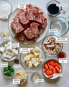 Perfect recipe in 30 minutes! Korean-style braised stew: Galbi Jim Galbi Korean Food, Beef Galbi Jjim, Jjamppong Recipe Korean Food, Beef Galbi Recipe, Kalbi Jim Recipe, Korean Simple Recipes, Korean Galbi Jim, Galbi Jjim Recipe Korean Beef, Jokbal Korean Food