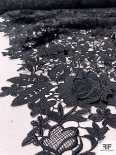 If you're looking for a fun black fabric, check out this 3D floral guipure lace from the fashion house of Lela Rose. SKU: 12329 Content: Polyester Color: Black Width: 51 inches Black Crochet Lace For Party, Elegant Black Crochet Lace, Black Lace For Spring Party, Black Lace Aesthetic, Lace Aesthetic, Lela Rose, Guipure Lace, Fabric Gifts, Black Laces