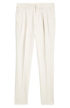 Tom Ford's contemporary elegance shines through in the masterful tailoring of resort-ready trousers crafted from fresh, luxurious silk. 37" inseam; 15" leg opening; 12" front rise; 17 1/2" back rise (size 48EU) Zip fly with hook-and-bar closure Front slant pockets Partially lined 100% silk Dry clean Made in Italy Designer Clothing White Silk Long Pants, Luxury High-waisted Silk Pants, Luxury White Straight Leg Bottoms, Luxury Silk Trousers, Classic Silk Straight Leg Bottoms, Classic Silk Dress Pants With Straight Leg, Classic Silk Straight Leg Pants, Classic Silk Straight Leg Dress Pants, Elegant Silk Pants With Tapered Leg