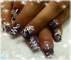 Dark Purple Nails, December Nails, G Nails, Purple Nail Designs, Purple Christmas, Nail Studio, Christmas Nail Designs, Purple Nails, Love Nails