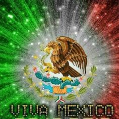 the mexican flag with an eagle on it and words that read viva mexico festa