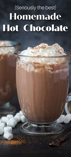 hot chocolate with marshmallows in a glass mug