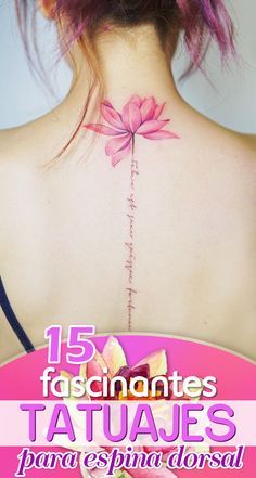 the back of a woman's neck with pink flowers on it, and text that reads