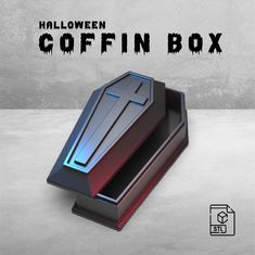 the halloween coffin box is open and ready to be used as an office supply item