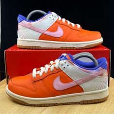 D21 - Size 6.5y / 8 Womens Nike Dunk Low Safety Orange/Soft Pink Fn0600 801 >Brand New Never Worn And In Amazing Condition, (Has Box But Missing Lid) No Rips/Tears/Stains Anywhere On The Shoes. If You Have Any Questions Please Message Me And I’ll Get Back To You As Quickly As Possible. >If You Like This Pair Of Shoes You May Like Some Of My Other Pairs As Well, I Have Over 500 Pairs To Choose From I Give Discounts On All Bundles Nike Air Jordan Mid, Nike Zoom Pegasus, Womens Nike, Air Huarache, Nike Air Huarache, Nike Air Vapormax, Trainer Sneakers, Nike Dunk Low, Nike Air Zoom