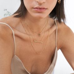 Size Guide Safety Policy Care InstructionsSleek and simple, our Mon Petit Name Necklace with Diamond – Gold Plated is the perfect piece for creating an effortless signature look that works well with your favorite styles. A cable chain attaches to each side of the pendant, which is rendered in delicate script that looks just amazing next to your skin.Gold Plated: For those after that luxurious shine, gold plating is a great choice. This piece has a coating of 18k gold over 925 sterling silver, for maximum effect.Customize Me! This beautiful necklace is easy to personalize. Write up to nine letters, and keep in mind the first letter will be capitalized while the rest will be in lowercase. Make sure to double check your spelling!How to make it yours? This necklace is the perfect format for sh Safety Policy, Necklace With Diamond, Signature Look, Diamond Gold, Just Amazing, Name Necklace, Cable Chain, Beautiful Necklaces, Gold Diamond