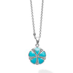 A LAGOS exclusive. A turquoise flower pendant finished on a versatile link necklace with six sterling silver Caviar beaded stations. Turquoise Flowers, Flower Pendant Necklace, Engraved Items, Flower Pendant, Link Necklace, Turquoise Necklace, Turquoise, Pendant Necklace, Perfect Gift