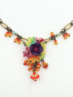 Lovely, stunning little pendant necklace is our latest color way, Petunia. In a beautiful color mix of yellow and turquoise green with a deep central purple rose that jumps out and makes this this necklace pop. Pretty and delicate, its hand sewn together with glass beads, and hand painted flowers. The necklace is a simple strand of glass beads. This is a quality piece of jewelry that will last a life time. Created by designer Colleen Toland who has been creating her unique style of vintage jewel Adjustable Multicolor Necklace With Flower Charm, Adjustable Multicolor Necklaces With Flower Charm, Multicolor Flower Pendant Jewelry With Flower Charm, Multicolor Flower Pendant Jewelry With Charm, Bohemian Multicolor Necklace With Flower Charm, Bohemian Multicolor Necklaces With Flower Charm, Whimsical Multicolor Pendant Necklace, Bohemian Multicolor Jewelry With Flower Charm, Bohemian Yellow Necklace With Flower Charm