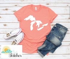 Great Lakes Shirt | Apostle Islands | USA Traveler Shirt | Eco System | Map, Geography, Water | Teac Casual Summer T-shirt With Heat Transfer Vinyl, Casual T-shirt With Heat Transfer Vinyl For Summer, Girls Trip Tshirt, Madeline Island, System Map, Apostle Islands, Eco System, Travel Tshirt, Family Trip