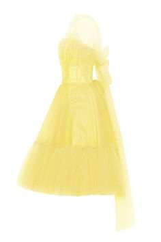 Bright yellow tulle mini dress with a stunning puffy skirt and a gathered bodice. Comes with a semi-transparent long sleeves bolero with a bow on the back. Details: Material: Tulle Color: Yellow Fabric composition: 100% polyester Sleeve style: Sleeveless Silhouette: A-line Skirt length from waist: 59 cm Neckline: Strapless Back: Lace-up closure Lining: Yellow knee-lenght Additional: Detachable bolero with long sleeves and a bow on the back Art.N.: 3000-7 Yellow Yellow Tulle Dress, Puffy Skirt, Tulle Mini Dress, Gathered Bodice, Dress Weights, Rush Dresses, Yellow Fabric, Semi Transparent, Dress Cuts