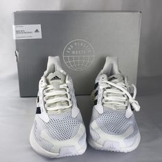 Lace Closure Please See Details In Pictures Brand New In Original Box Adidas Running Shoes With Perforations And Round Toe, Adidas Sporty Running Shoes With Perforations, White Adidas Sneakers For Marathon, Lace Closure, Black Adidas, Adidas Shoes, Adidas Men, Black Stripes, Running Shoes