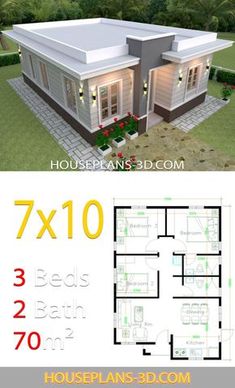 two story house plan with 3 beds and 2 bathrooms