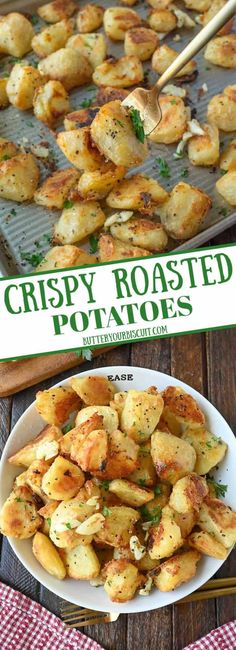 crispy roasted potatoes with parsley on top