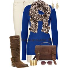 Royal Blue, created by shannonmarie-94 on Polyvore Blue Sweater Outfit, Royal Blue Outfits, Royal Blue Sweater, White Pants Outfit, Clothes Black, Dresses Online Shopping, Dress Clothes, Womens Dress, Shoes Womens