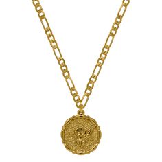 Angel cherub coin pendant with figaro chain. MaterialsChain 18k gold fillPendant 14k gold fill DimensionsChain 16'', Pendant 20x16mm *if you would like a different chain or length, please send us an email to hello@vieenbleu.com Gold Spiritual Charm Necklace With Coin Pendant, Necklace Layering Gold, Gold Coin-shaped Medallion Necklace, Angelic Gold Necklace For Gift, Cherub Jewelry, Angel Layered Necklace, Cherub Necklace, Angelic Gold Pendant Necklace, Coin Necklace Gold