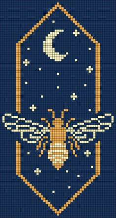 a cross stitch pattern with a bee on it