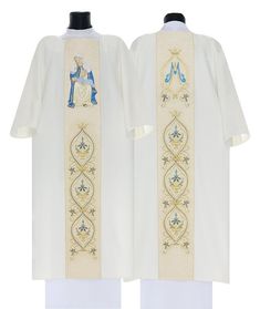 Gothic dalmatic with stole Decoration: embroidery  Smooth fabric Length: 125 cm / 49 inches Width: 150 cm / 59 inches Unlined Available in all liturgical colors. In our store on Etsy you will find thousands of liturgical vestments for every occasion. If you need some product in a different color or size, with lining, from other fabric, in larger quantity, if you are looking for matching products, something specific or have any question - please write to us. Liturgical Colours, Divine Providence, St Mary, Brocade Fabric, Mens Costumes, The Divine, Gothic Fashion, Different Colors, Beautiful Design